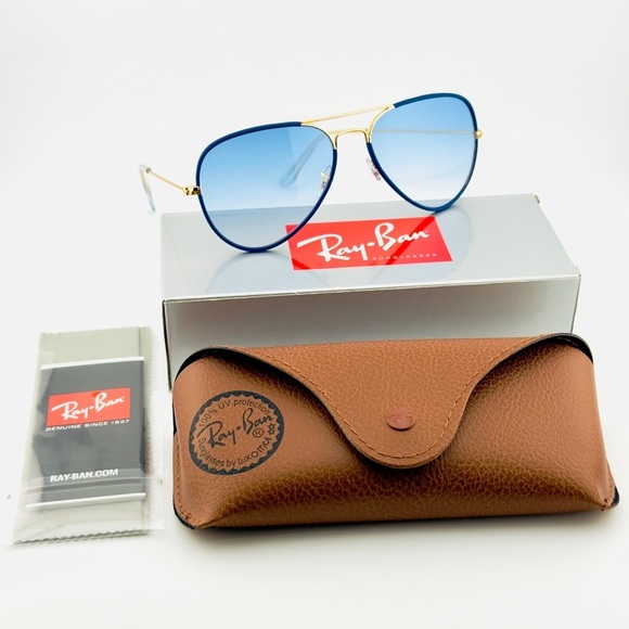 Ray-Ban Aviator Full Color Legend Sunglasses RB3025JM Light Blue Lens Gold Frame main image 10